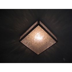 Vintage plafondlamp, Plafonnière met kunststof platen in verchroomde profielen