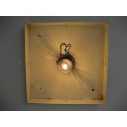 Vintage plafondlamp, Plafonnière met kunststof platen in verchroomde profielen