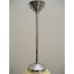 Art Deco hanglamp met glazen "diamant" bol, lengte 54 cm