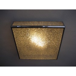 Vintage plafondlamp, plafonniere met kunststof platen in verchroomde profielen, 71 x 71 cm