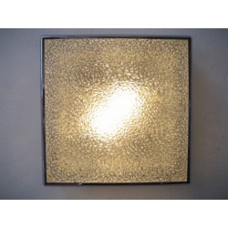 Vintage plafondlamp, plafonniere met kunststof platen in verchroomde profielen, 71 x 71 cm