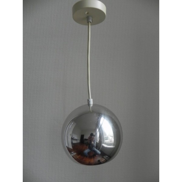 Vintage hanglamp met verchroomde bol, Rotaflex