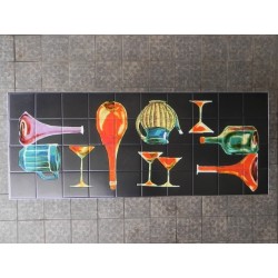 Vintage tile table with 40 tiles and unique decoration top