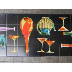 Vintage tile table with 40 tiles and unique decoration top