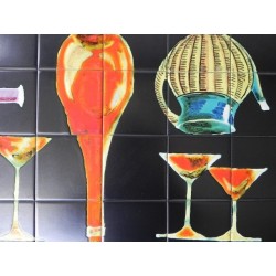 Vintage tegeltafel met 40 tegels en unieke decoratie