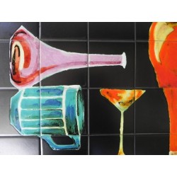 Vintage tegeltafel met 40 tegels en unieke decoratie