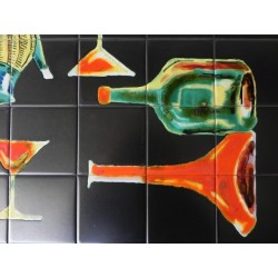Vintage tegeltafel met 40 tegels en unieke decoratie