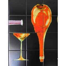 Vintage tegeltafel met 40 tegels en unieke decoratie