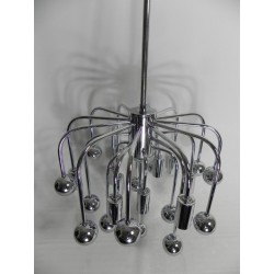 Vintage Sputnik lamp met 9 lichtpunten en 16 verchroomde bollen, hanglamp