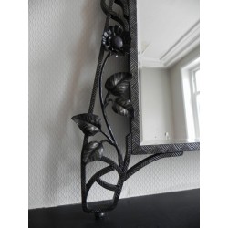 Art deco spiegel met geslepen glas in een stalen lijst