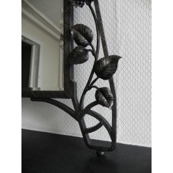 Art deco spiegel met geslepen glas in een stalen lijst