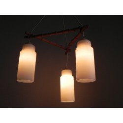 Vintage hanglamp met 3 glazen kappen
