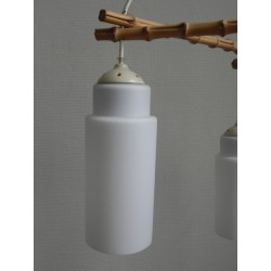 Vintage hanglamp met 3 glazen kappen