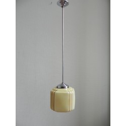 Art Deco hanglamp met kubus vormige beige bol