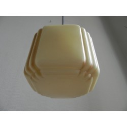 Art Deco hanglamp met kubus vormige beige bol