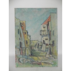 Schilderij dorpsgezicht, A. Mendola