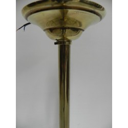 Art Deco hanglamp met glazen bol en messing armatuur