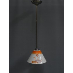 Art Deco hanglamp met glazen kap, aan onderzijde open