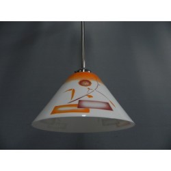 Art Deco hanglamp met glazen kap, aan onderzijde open