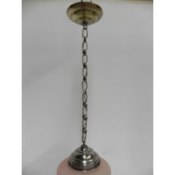 Art Deco hanglamp met roze matglazen kap