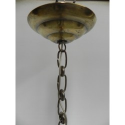 Art Deco hanglamp met roze matglazen kap