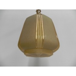 Art Deco hanglamp aan ketting met beige glazen bol