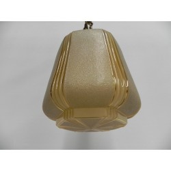 Art Deco hanglamp aan ketting met beige glazen bol