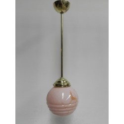 Art Deco hanglamp met roze glazen bol