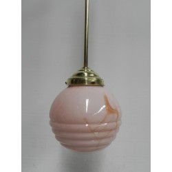 Art Deco hanglamp met roze glazen bol