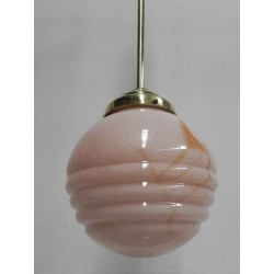 Art Deco hanglamp met roze glazen bol