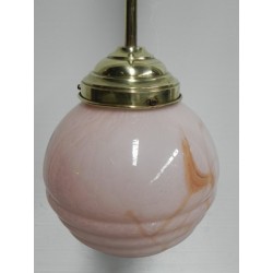 Art Deco hanglamp met roze glazen bol