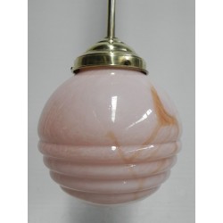 Art Deco hanglamp met roze glazen bol