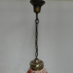 Art Deco hanging lamp with angled glass shade chain