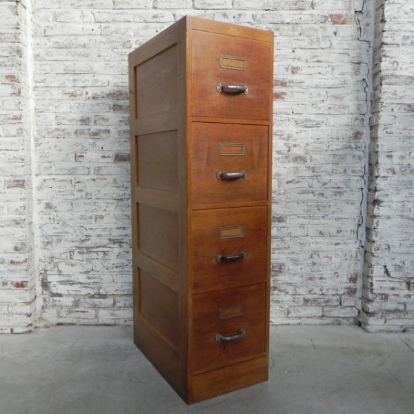 De controle krijgen Dwaal tekst TILT vintage design: Eiken ladenkast, archiefkast met 4 grote laden, Oak  chest of drawers, filing cabinet with 4 large drawers