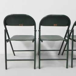 Set of 4 Industrial steel folding chairs Du-al Dare Inglis, 1960s back side