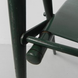 Set of 4 Industrial steel folding chairs Du-al Dare Inglis, 1960s detail