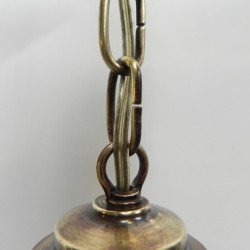 Art Deco hanglamp met gemarmerde zalmkleurige kap, jaren 30 ketting