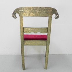 Eetkamerstoel met bestempeld tin bekleed, jaren 20 achterkant