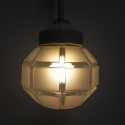 Art Deco hanging lamp with octagonal frosted glass shade, 1930s globe