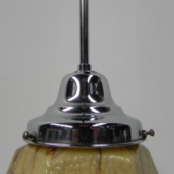Art Deco hanging lamp with marbled hexagonal shade, 1930s fixture