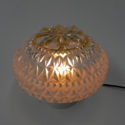 Vintage ceiling lamp with glass shade, 1960s burning
