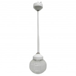 Art Deco hanglamp met achthoekige matglazen kap, jaren 30