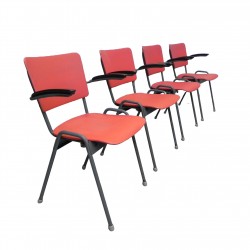 Set van 4 vintage eettafelstoelen met armleuningen, jaren 60