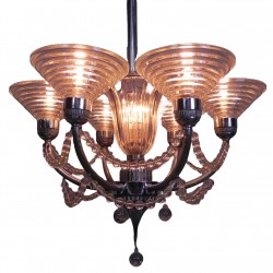 Art Deco hanglamp G. Leleu, jaren 30 brandend