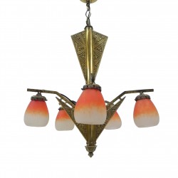 Brass Art Deco hanging lamp...