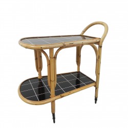 Bamboo serving trolley on...