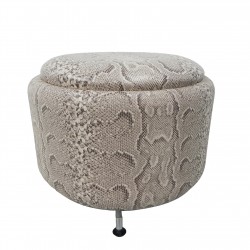 Snake leather pouf on 3 legs