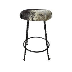 Vintage stool lined with cow skin, Belgium 1960s