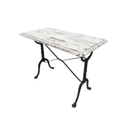 Bistrotafel met houten blad op gietijzeren frame, jaren 30