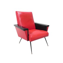 Vintage skai fauteuil met armleuningen, jaren 50